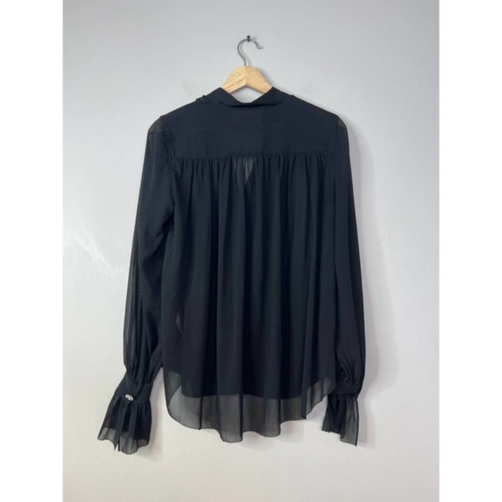 L'Agence Balloon Long Sleeved Sheer Blouse Women's Black Size: XS NWOT - Picture 5 of 7
